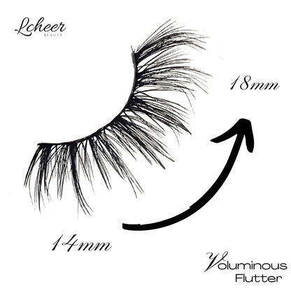Bold strip lashes with thick base and curled tips