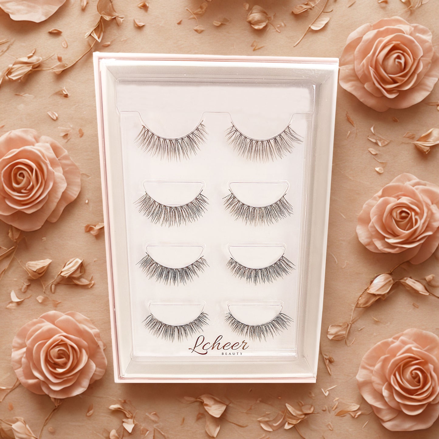 Lightweight 12mm fake lashes in vegan silk with thin band; reusable strip lashes and natural-looking false eyelashes for almond eyes and soft glam