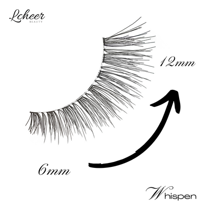 Wispy 12mm false eyelashes in a handy 4-pack, C curl with soft cotton band; lightweight reusable fake lashes for daily wear and date nights