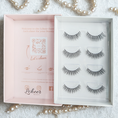 Natural-looking 6-12mm false eyelashes in premium synthetic fibers, thin flexible band; reusable strip lashes and easy-apply fake lashes for daily wear