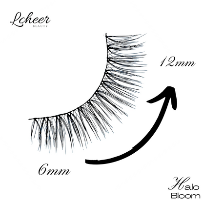 Halo Bloom Natural Wispy Lashes | Gradual Length 6mm–12mm, Lightweight & Reusable