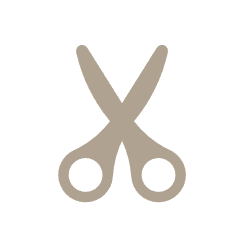 Scissors icon for LCHEER handmade strip lashes—natural spacing and curl with consistent craftsmanship