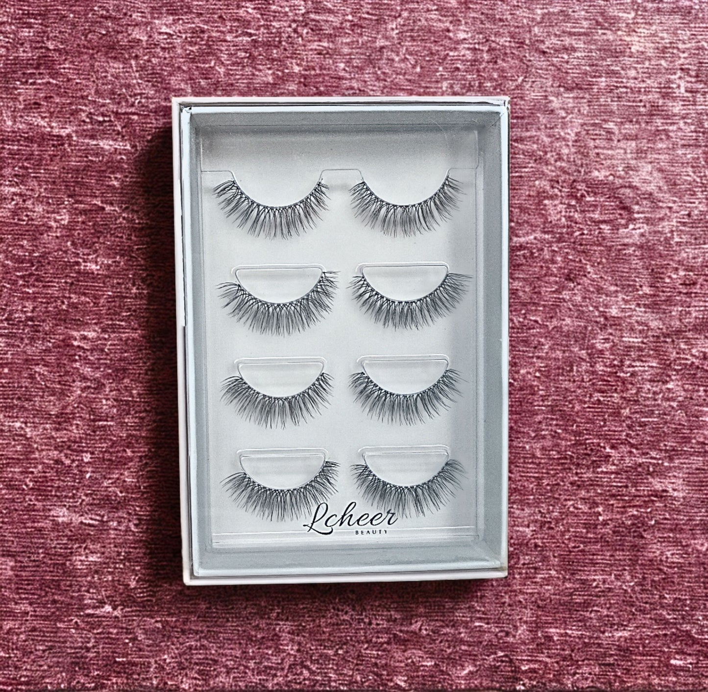 LCHEER Beauty Graceful Arc Natural Strip Lashes – 6 Pairs Lightweight Reusable False Eyelashes (6mm–12mm Soft Glam Look)