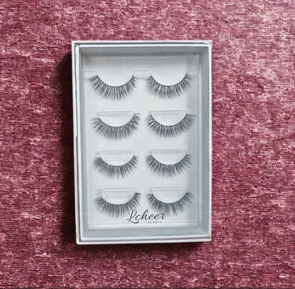 LCHEER Beauty Graceful Arc Natural Strip Lashes – 6 Pairs Lightweight Reusable False Eyelashes (6mm–12mm Soft Glam Look)