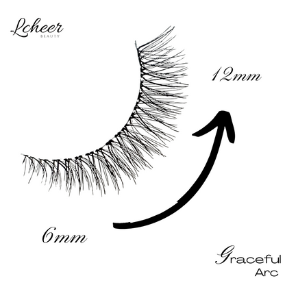 LCHEER Beauty Graceful Arc Natural Strip Lashes – 6 Pairs Lightweight Reusable False Eyelashes (6mm–12mm Soft Glam Look)