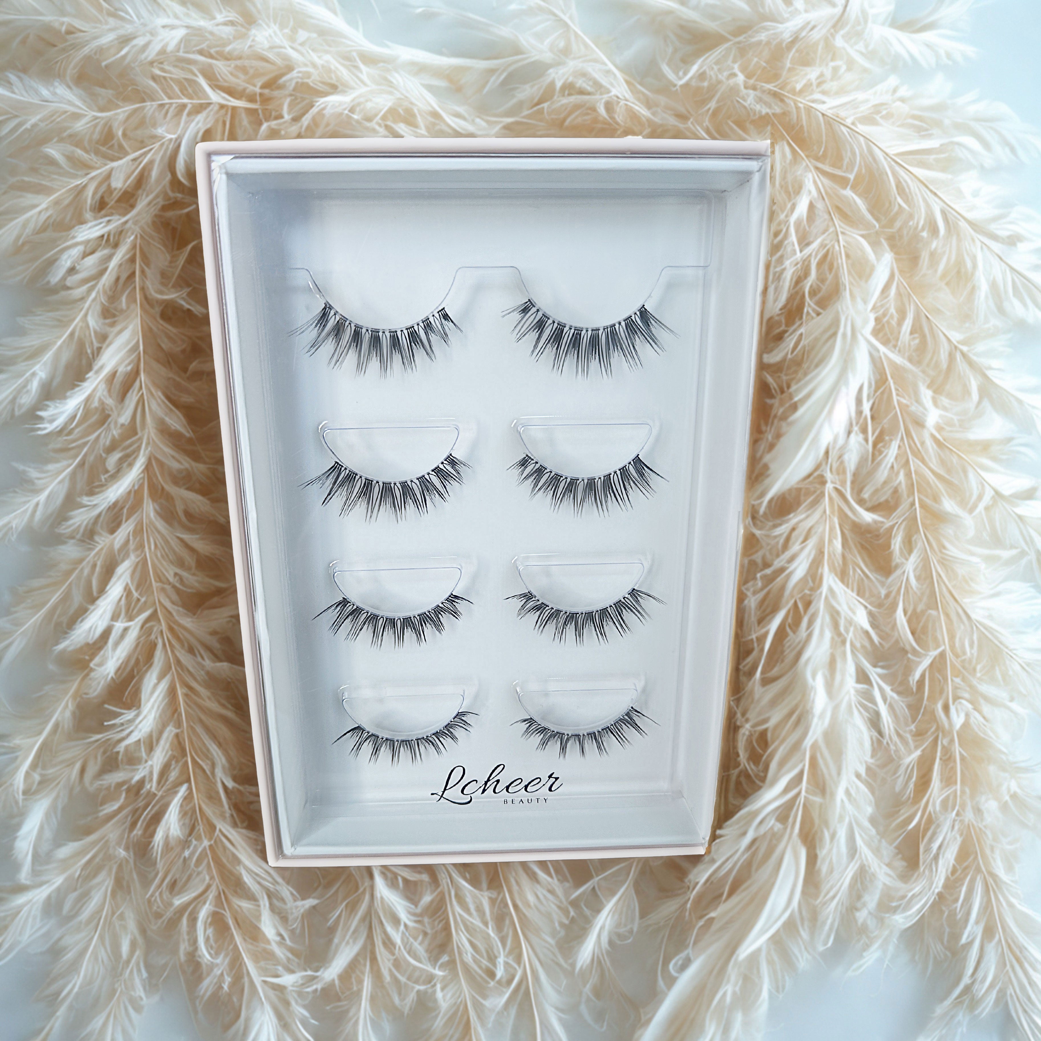 Wispy 12mm false eyelashes with CC curl and soft band; reusable fake lashes set for soft-glam daily looks