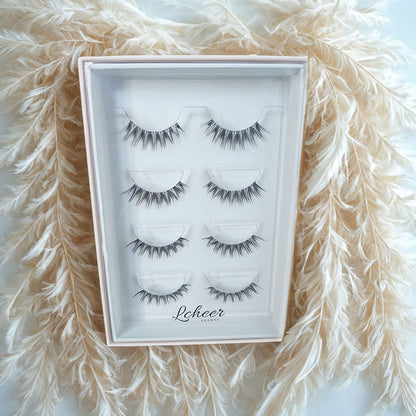 Wispy 12mm false eyelashes with CC curl and soft band; reusable fake lashes set for soft-glam daily looks