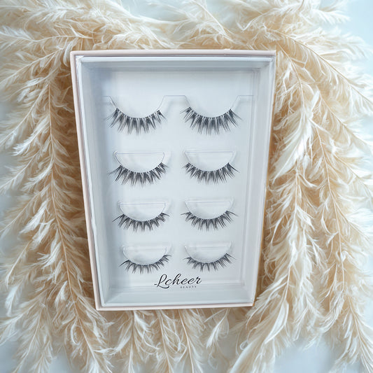 Wispy 12mm false eyelashes with CC curl and soft band; reusable fake lashes set for soft-glam daily looks