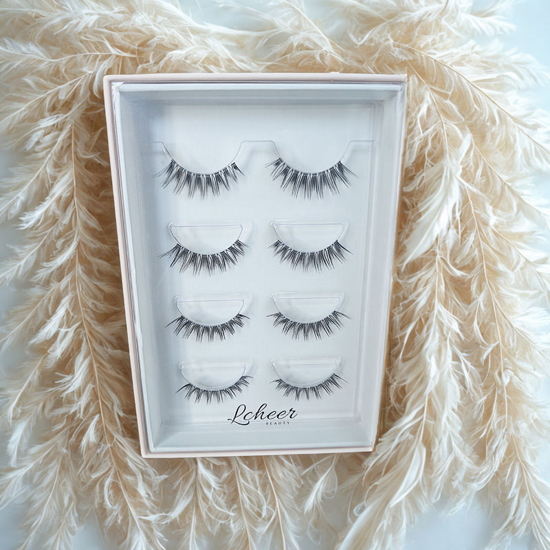 Wispy 12mm false eyelashes with CC curl and soft band; reusable fake lashes set for soft-glam daily looks